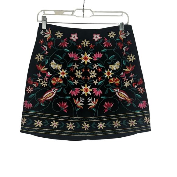 Altar’d State Dresses & Skirts - Altar’d State Woman’s Black Embroidered Floral Linen Blend Mini Skirt- Size S